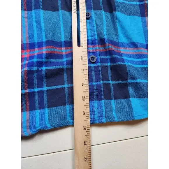 Burton Flannel Shirt Mens Large Blue Plaid Long Sleeve Button Skate Lumberjack - Picture 7 of 12